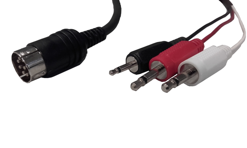 CONEXIÓN AUDIO-VÍDEO. 3 JACK MACHO 3.5MM A DIN MACHO 8C. LONGITUD: 1.2M