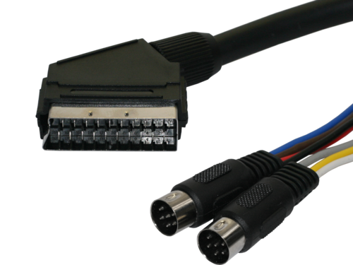 CONEXIÓN AUDIO-VÍDEO ESTÉREO IN/OUT. EUROCONECTOR MACHO A 2 DIN MACHOS 6C 60. LONGITUD: 1.5M