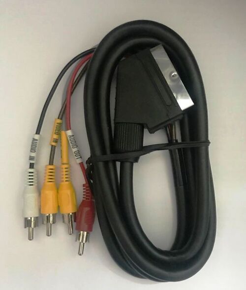 CONEXION CABLE EUROCONECTOR MACHO   A 2 RCA AUDIO VIDEO OUT + 2 RCA AUDO VIDEO IN