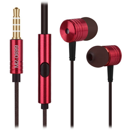 AURICULAR STEREO ROJO CON ESTUCHE CABLE DE PVC Y MICROFONO