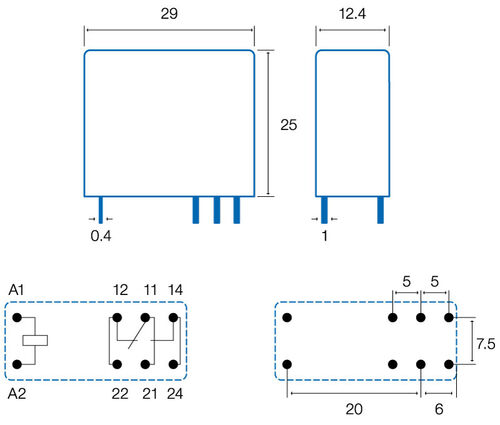 RELE 12 V CC 1Cto 10A (40619012)