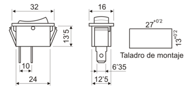 INTERRUPTOR  ON-OFF-  FASTON 6A  BLANCO