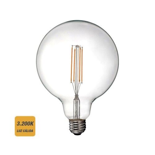 LAMPARA GLOBO G125 LED FILAMENTO E27 6W 600LM 3K2