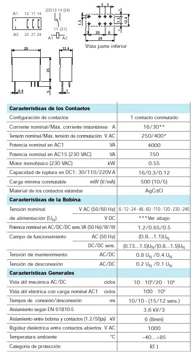 RELE FINDER CI 6V DC 1CC 16 A. 5mm.