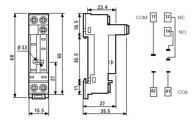 RELE 9565 ZOCALO RELE  5MM BORNES