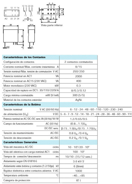 RELE 24V DC 2C 8A