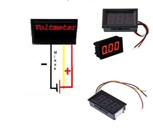 VOLTIMETRO DIGITAL DISPLAY  COLOR AZUL 3 DIGITOS 0.56" 0-100VDC