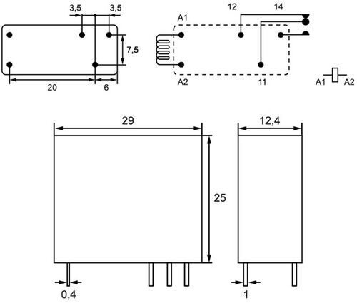 RELE 12V CC. 1 CTO. 12A. (40319012)