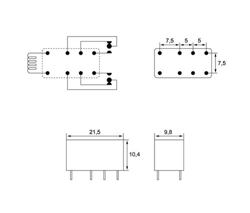 RELE R2 5VCC 2 CTOS./0,5 A. (30227005)