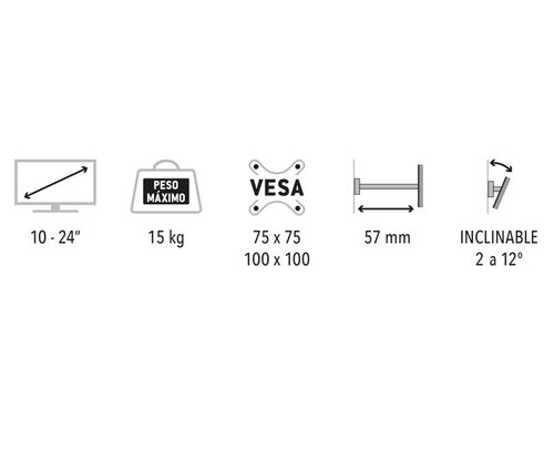 SOPORTE TV PARED LCD/PLASMA 10-24 INCLIN. 15 Kg.