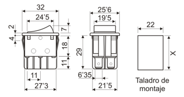 INTERRUPTOR BIPOLAR 3P ON-OFF-ON.