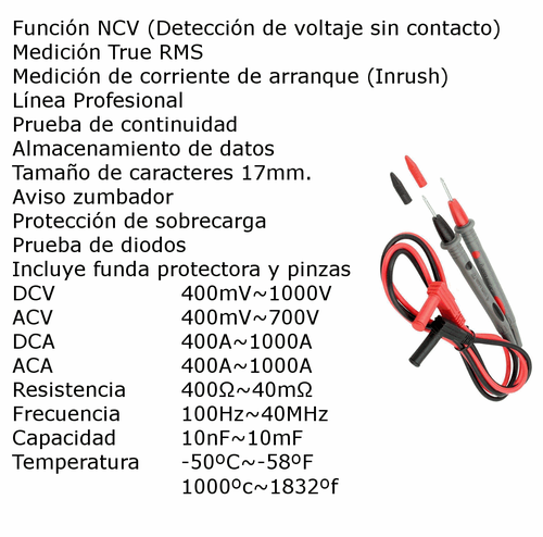 PINZA AMPERIMETRICA     AMPERIOS   AC /  DC    PROFESIONAL DIMELEC