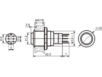 PULSADOR REDONDO METAL 1NA-1NC