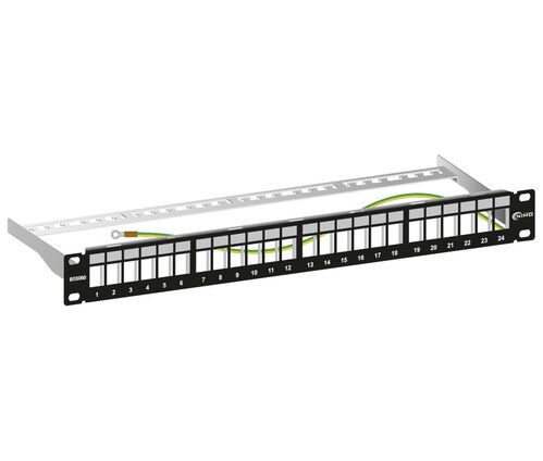 PANEL RACK 19" PATCH PANEL 24 PUERTOS KEYSTONE NEGRO