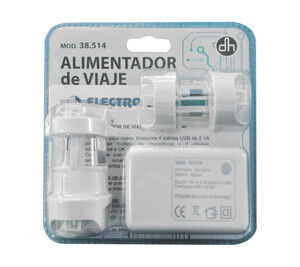 ALIMENTADOR VIAJE 220V. a 4 salidas USB 2.1 A.