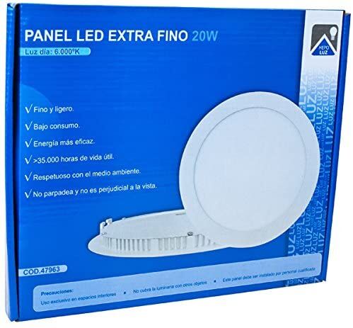 PANEL LED EXTRAFINO Empotrable REDONDO 20W. 6000K