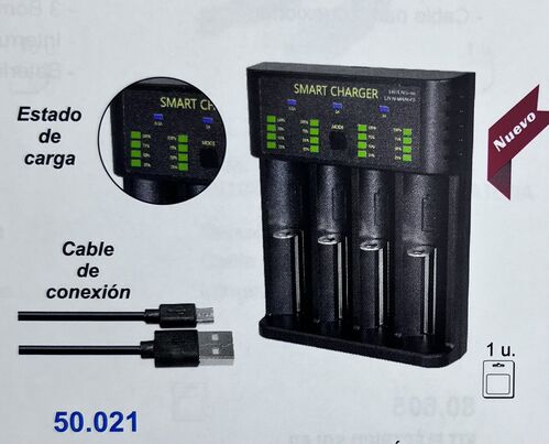 CARGADOR UNIVERSAL USB DE BATERAS NI-MH / NI-CD / LI-ION