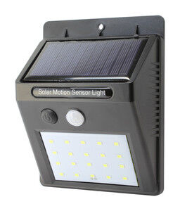 FOCO JARDIN  SOLAR LED RECARGABLE PARED NEGRO