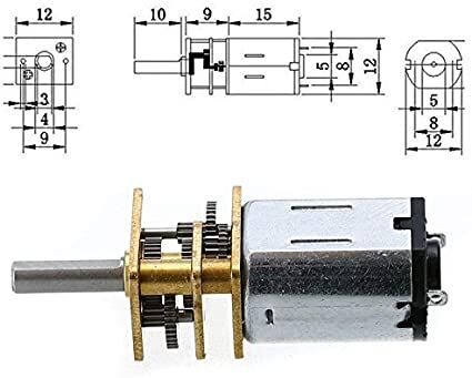 MOTOR REDUCTOR 12FN20 DC3-6V 30RPM RATIO: 1:100 EJE: 3X10MM