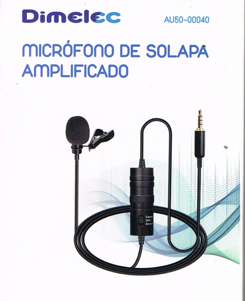 MICROFONO DE SOLAPA AMPLIFICADO CABLE 6m CONECTOR JACK 3,5mm