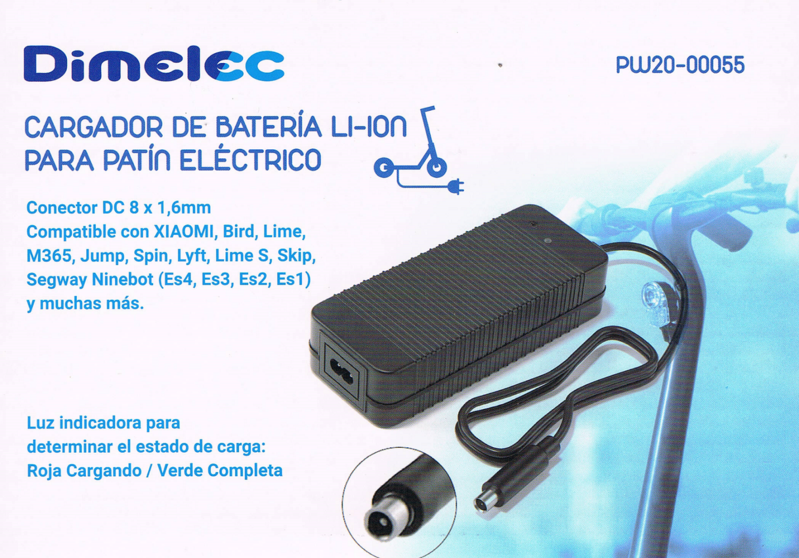CARGADOR DE PATIN PATINETE ELECTRICO PARA BATERIA DE LITIO CONECTOR 8x1.6MM  M365 XIAOMI - Tecnitron - Tienda Online