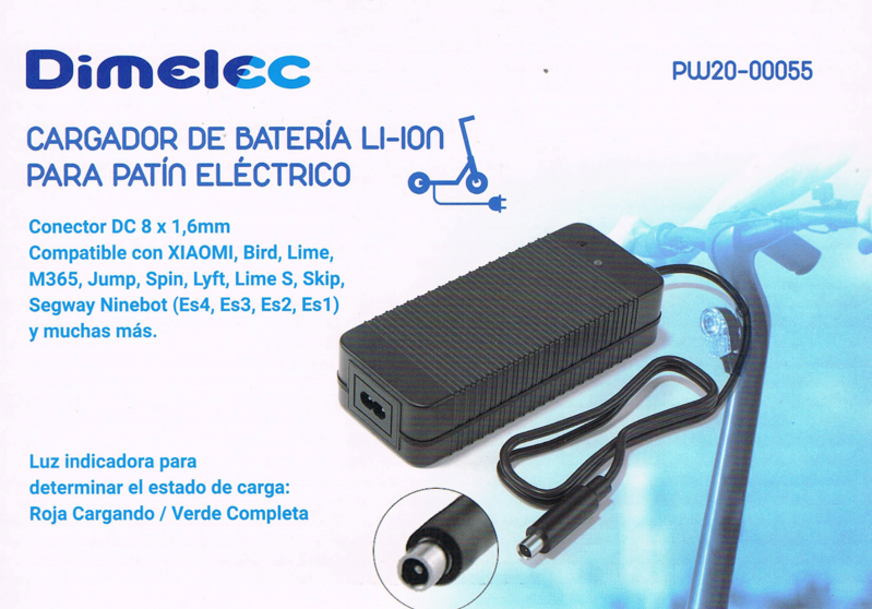 CARGADOR DE PATIN PATINETE ELECTRICO PARA BATERIA DE LITIO CONECTOR 8x1.6MM M365  XIAOMI - Tecnitron - Tienda Online