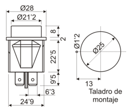 INTERRUPTOR A PULSADOR ON-OFF LUMINOSO