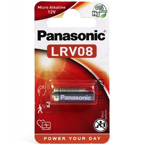 PILA ALCALINA P-LRV08 Blister de 1unidad pila alcalina LRV08 = LR23A, 12V, marca PANASONIC