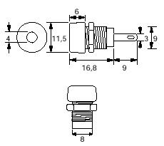 CONECTOR BANANA HEMBRILLA 4mm. AMARILLA