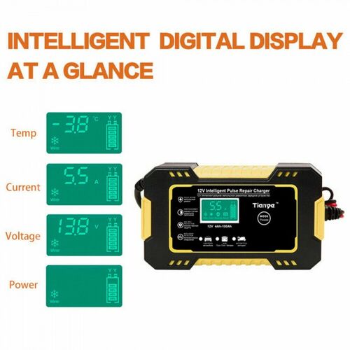 CARGAGOR INTELIGENTE DE BATERIA CON PANTALLA LCD DIGITAL PARA MOTO Y COCHE CON REPARACIN DE PULSO 12V 6A