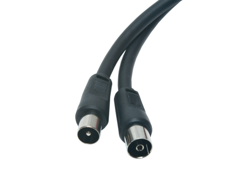 CONEXIÓN DE ANTENA. TV MACHO 9.5MM A TV HEMBRA 9.5MM. INYECTADA. NEGRA. LONGITUD: 2.5M