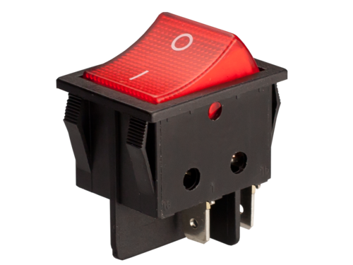 INTERRUPTOR BIPOLAR 250V 16A. CAJA NEGRA, BOTN ROJO