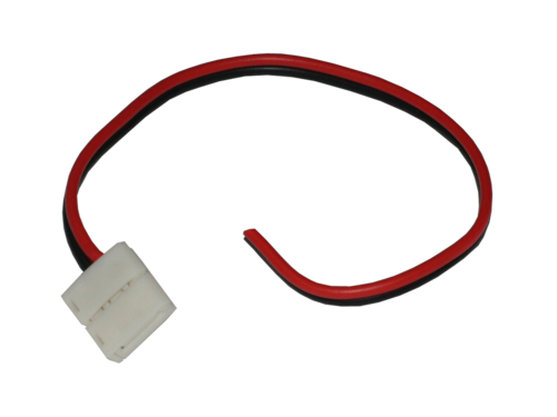 LATIGUILLO PARA TIRAS LED CON CONECTOR DE 2 CONTACTOS A EXTREMO LIBRE, CON CABLE ROJO/NEGRO. LONGITUD: 20CM